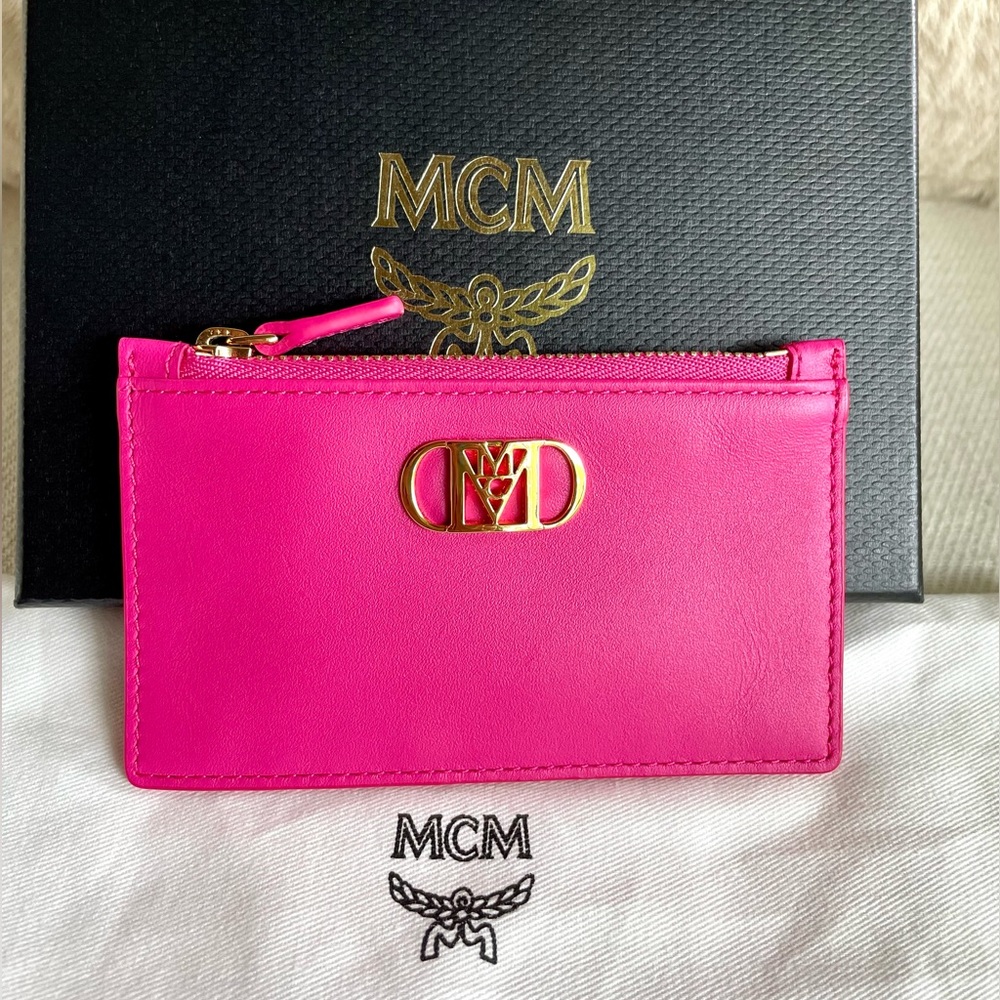 Authentic MCM Pink Zippy Card Holder